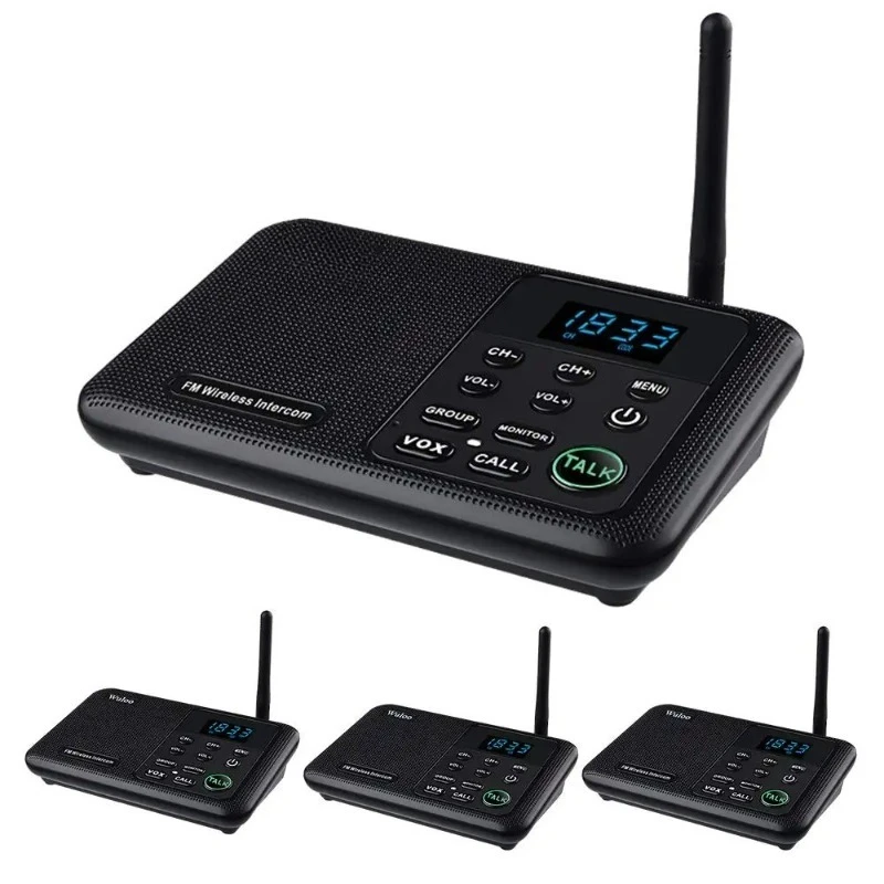 Wuloo 22-Channel CALL ALL FM Wireless Intercoms Home House Business Offices Room to Room Communication System 1 Mile Long Range