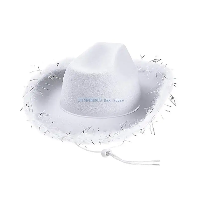 340D Eye-catching Party Hat Glinting Cowboy Hats for Carnivals Music Festival
