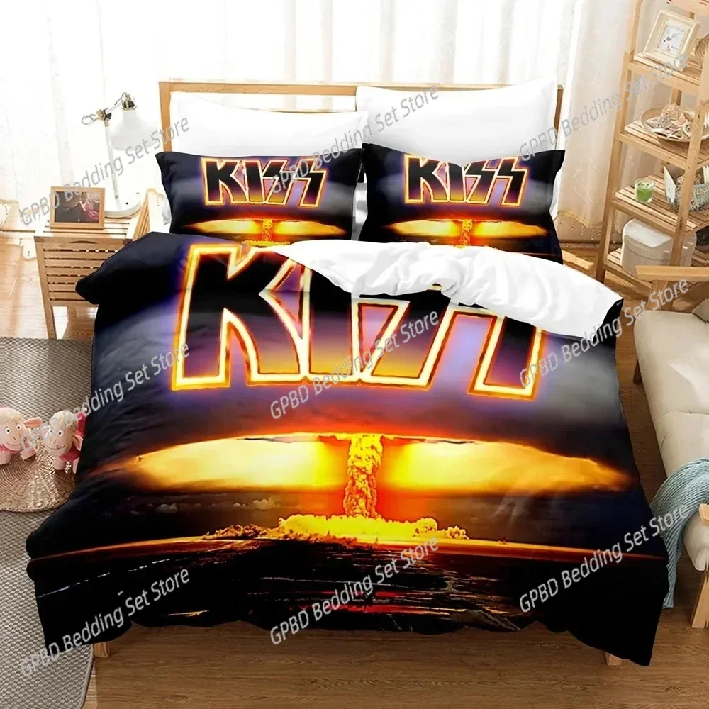 

Kiss Rock Band Music Comfortable Duvet Quilt Cover Pillowcase Bedding Set Children Bedroom Decoration Home Textile