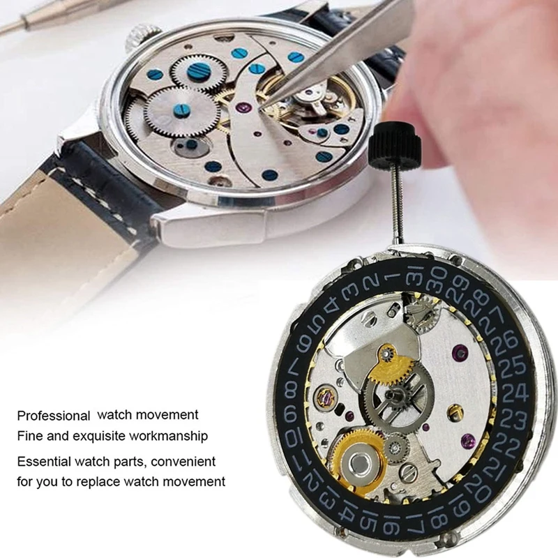 2824-2 Movement 2824 3 O'clock Black Calendar Automatic Mechanical Movement Replacement Watch Accessories