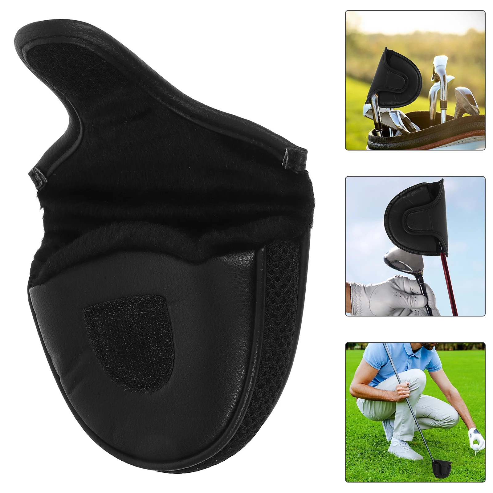 

Pu Golf Putter Sleeve Universal Fit Protective Club Head Cover Durable Vibration Resistant Well Stitched Semi-Circular