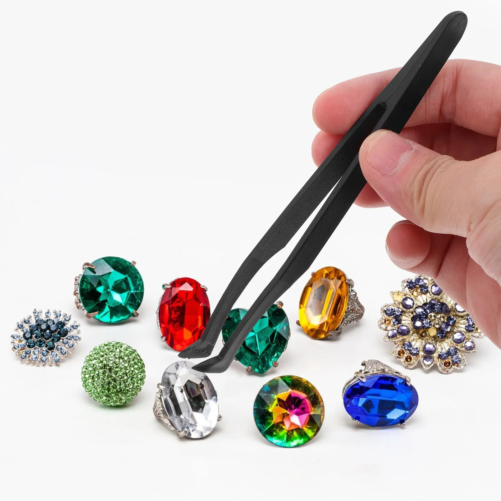 

10Pcs Plastic Tilted Head Tweezers Ergonomic Grip Precision Crafts Arts Jewelry Making Electronics Small Tweezers