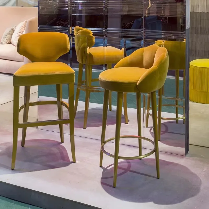 Simple Modern Birch Frame Solid Wood Bar Stool Nordic Designer Model Commercial & Home Use Bar Chair for Coffee Shops