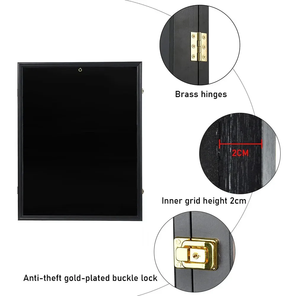 Jersey Display Frame Case & Hangers Wall Mounted Collectible Jerseys Storage Large Shadow Box 60x80cm Lockable 98% UV Protection