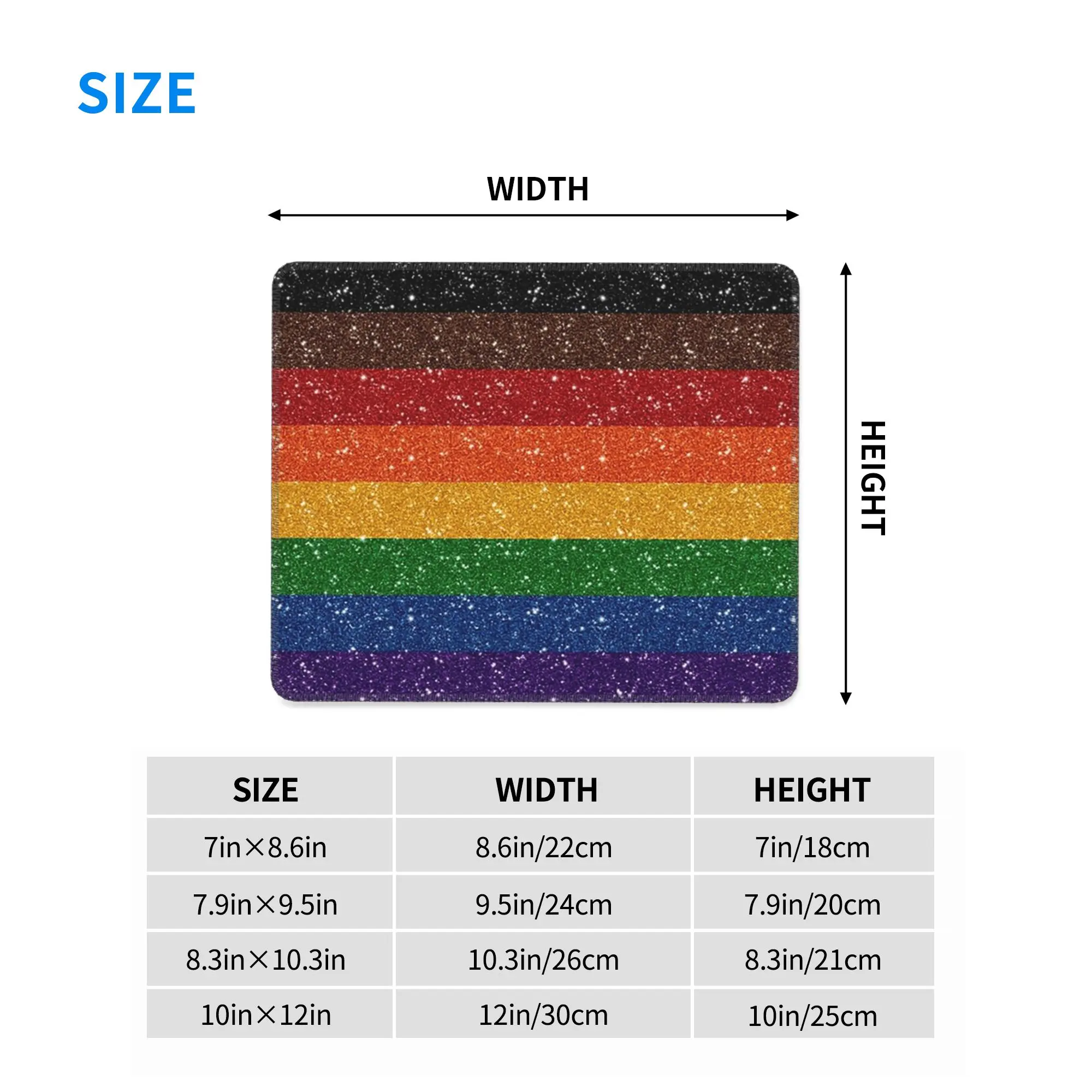 Faux Glitter Rainbow Pride Flag LGBT Gay Lesbian Mouse Pad Computer Keyboard Mouse Mat Gaming Laptop Desk Mat Office Table Mats