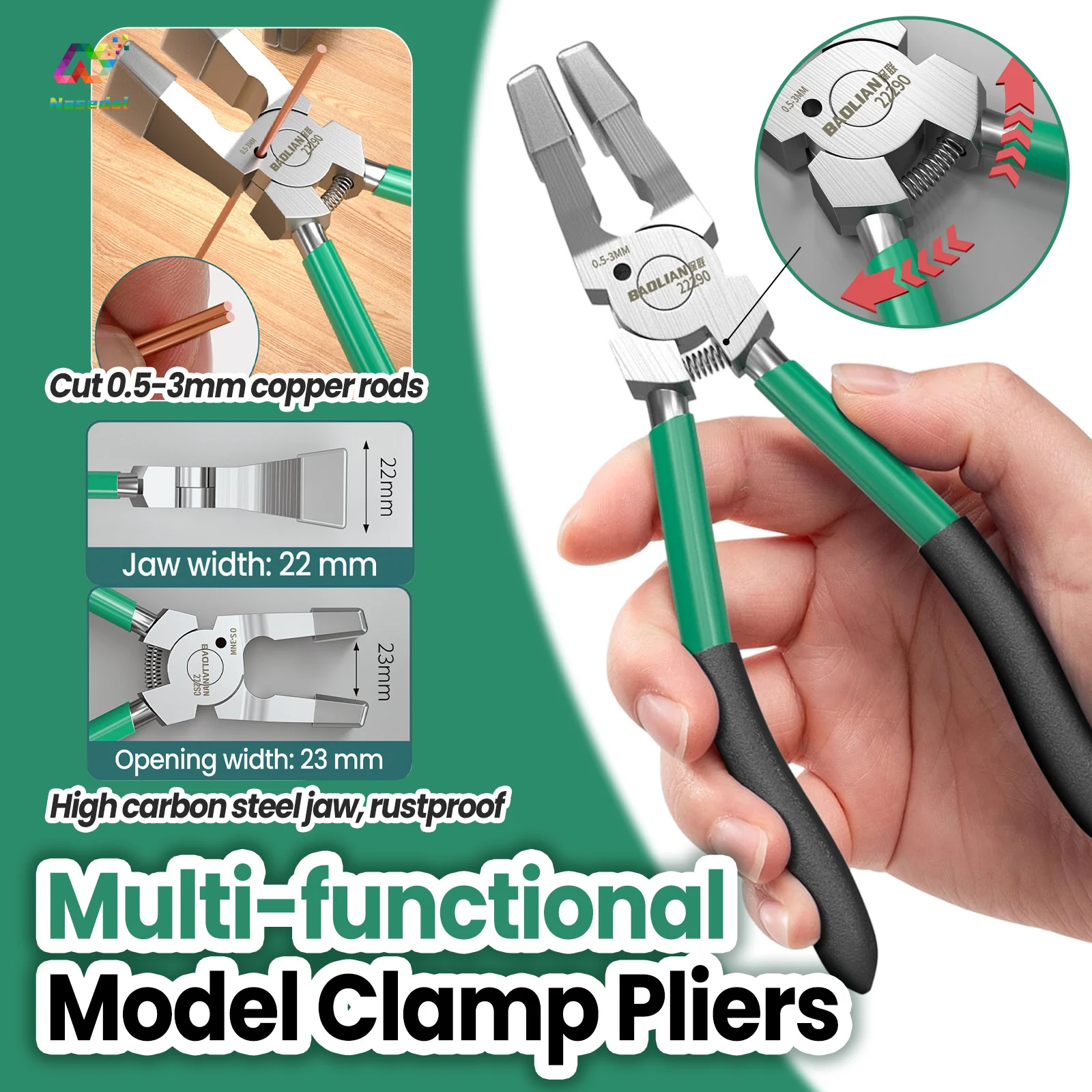 6 Inch Multifunctional Flat Jaw Model Clamp Pliers High Carbon Steel 0.5-3mm Rod Cutter Rustproof DIY Craft Working Tool