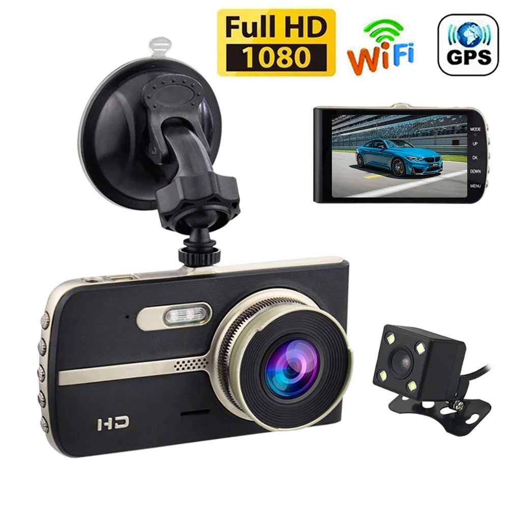 Car DVR WiFi GPS Dash Cam Rear View Camera FHD 1080P Video Recorder Auto Dashcam Vehicle Black Box Car Accessories Night Vision