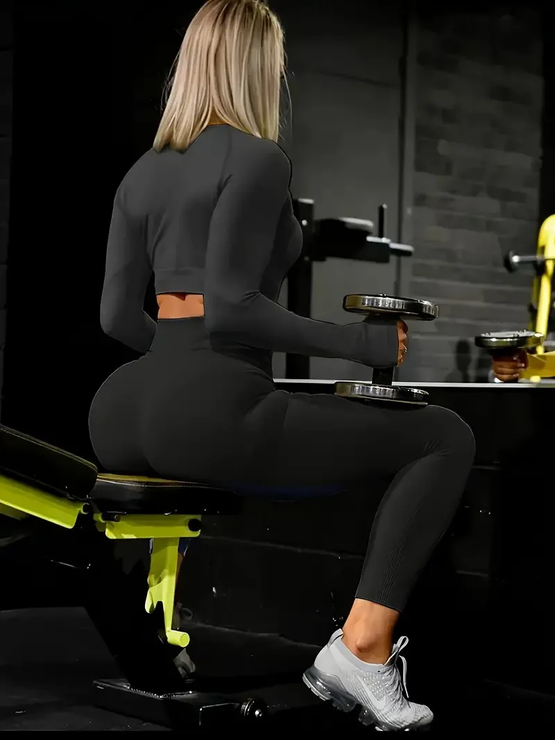 Leggings da yoga senza cuciture in tinta unita a vita alta Fitness Corsa Allenamento Pantaloni sportivi Abbigliamento sportivo da donna