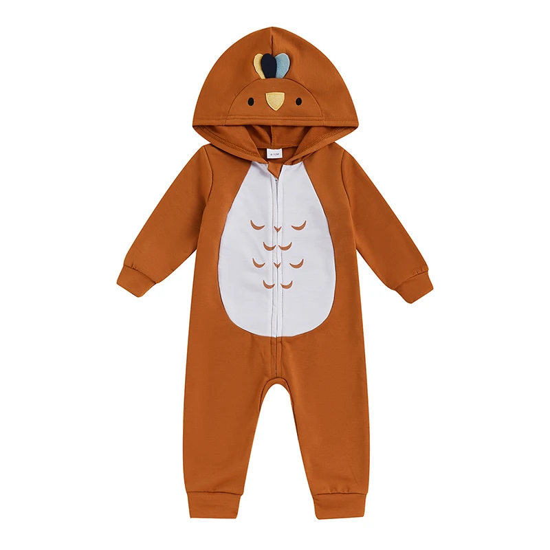 

Baby Animal Cosplay Costume Turkey Hooded Long Sleeve Funny Halloween Thanksgiving Day Romper