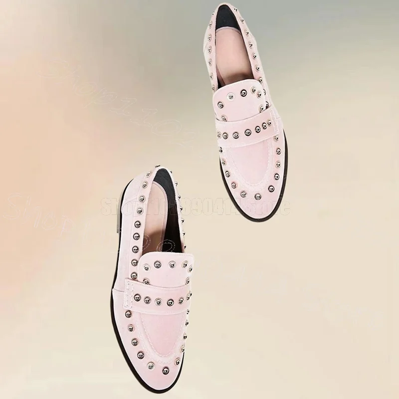 

Pink Suede Sewing Design Crystal Loafers Slip On Women Shoes Low Top Novel Fashion Party Feast Dating 2026 Zapatos Para Mujere