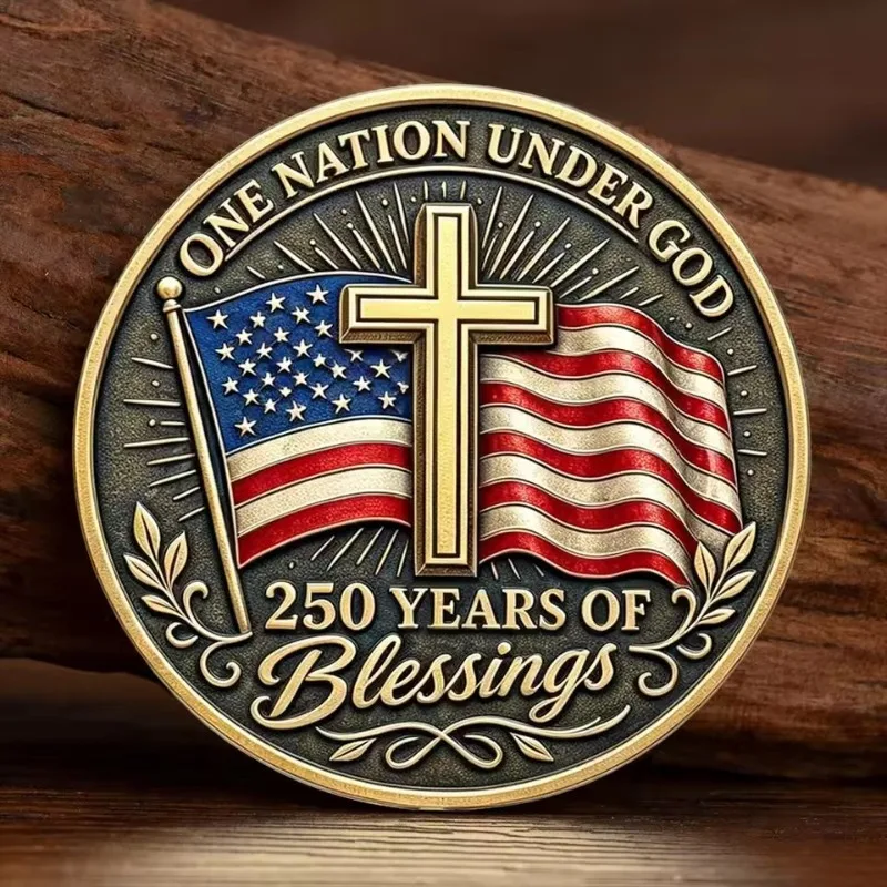 Memorial Coin US 250th Anniversary Challenge Coin Alloy Relief Craft Round Size American Patriotic Faith Motif Festival Gift