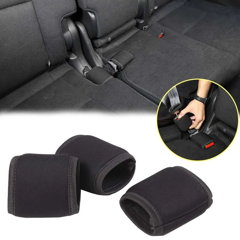 

For Honda Pilot 2015-2022 Cloth Black Car Rear Seat Belt Base Protective Cover Sticker Car Interior Accessories 3pcs