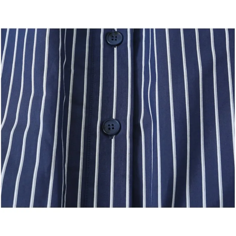 Women's bow tie fastening Striped Blouse With Lace-Up Autumn High-Neck Long Sleeve Button Women's Blouses Casual Female Shirts 6