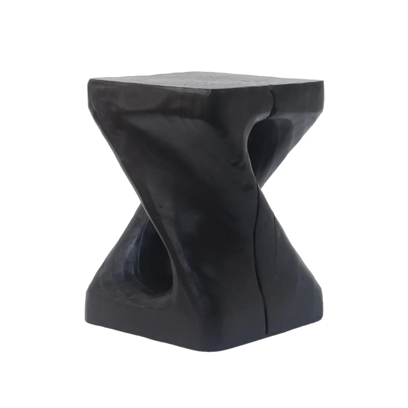 Twisted modern entrance table, magnesium oxide material, imitation wood grain, black, living room furniture