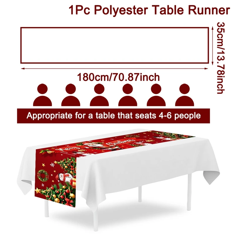 Merry Christmas Table Runner Santa Claus Snowman Patterns Tablecloth Indoor Outdoor Home Party Decor Christmas Decorations 2026