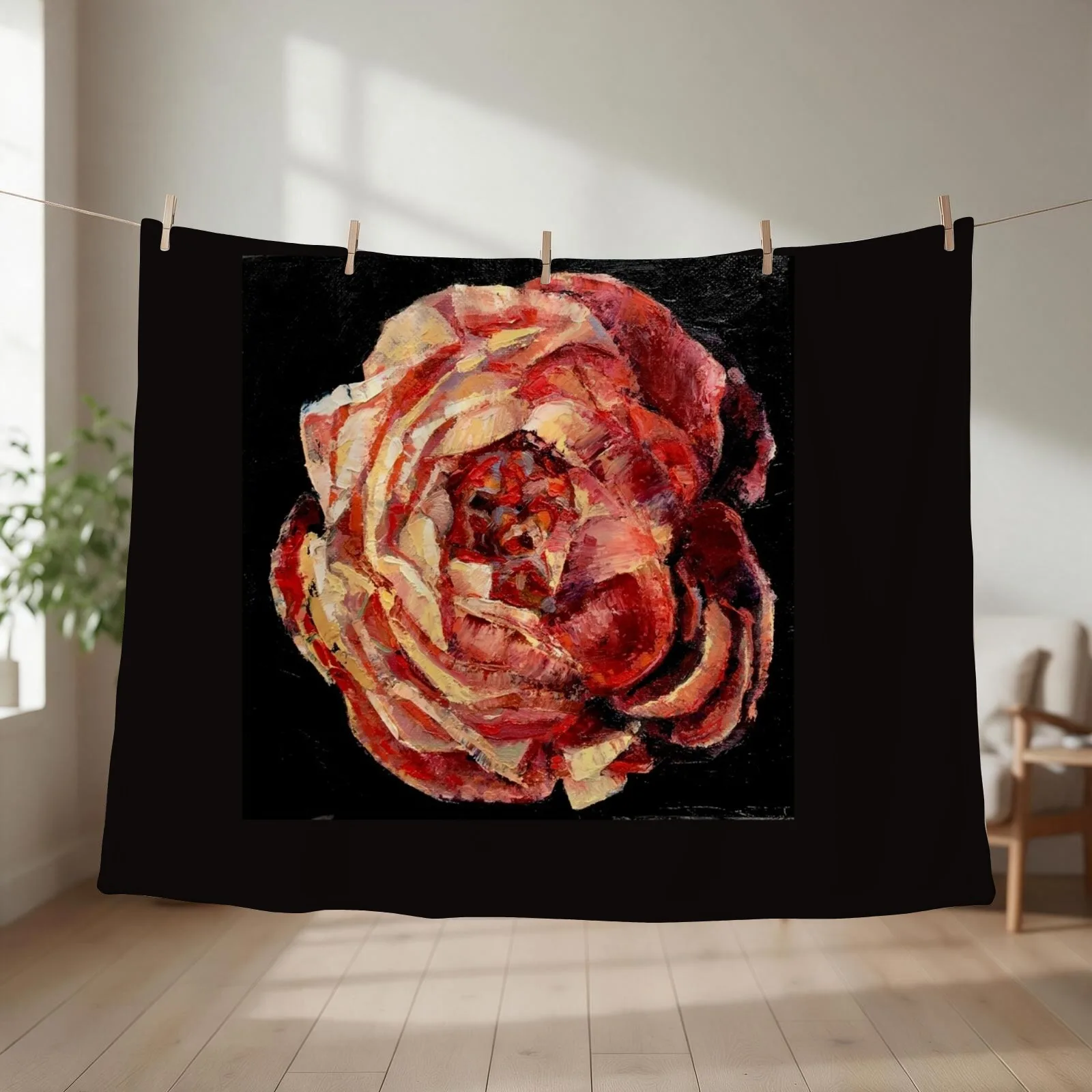 Peony by Australian artist Glenda Fell Jones Throw Blanket couch cozy soft plush fuzzy picnic outdoor blanket
