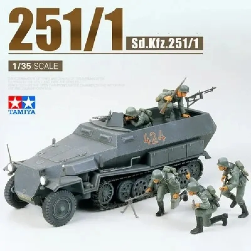 1/35 Scale Model German Hanomag Sdkfz 251/1 w/5 Figures Military Assembly Model Building Kits Tamiya 35020 Adaults Hobby DIY