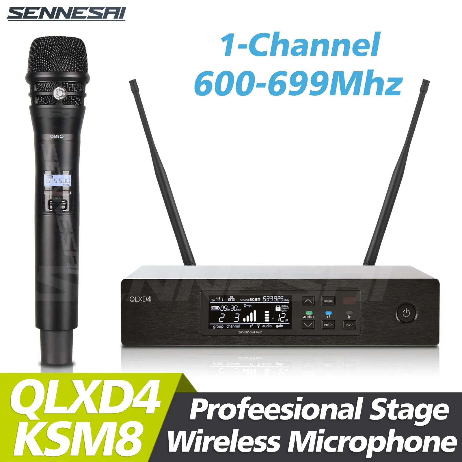 

High Quality！QLD4 UHF Profeesional Wireless Microphone System，Stage Performances Singing Party Handheld Dynamic Mic