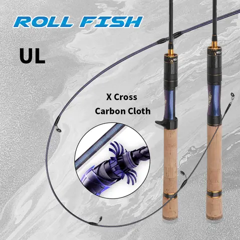 ROLLFISH Carbon Fiber UL Ultra Light Trout Spinning Casting Rod with Sound Reel Seat for Panfish Freshwate