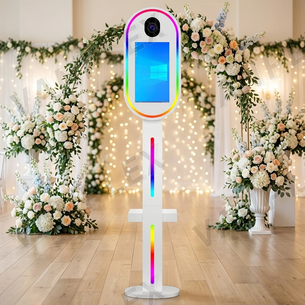 Remote Control SLR  Instant Print Photo Booth 15.6 Inch Touch Screen Portable Selfie Booth Oval Umbrella Indoor Outdoor