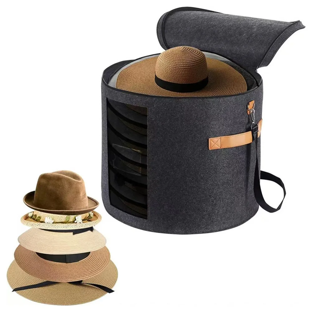 

Складной футляр для шляп с ручкой и плечевым ремнем, круглая коробка для ковбойских шляп, складная сумка-органайзер для путешествий и хранения в шкафу