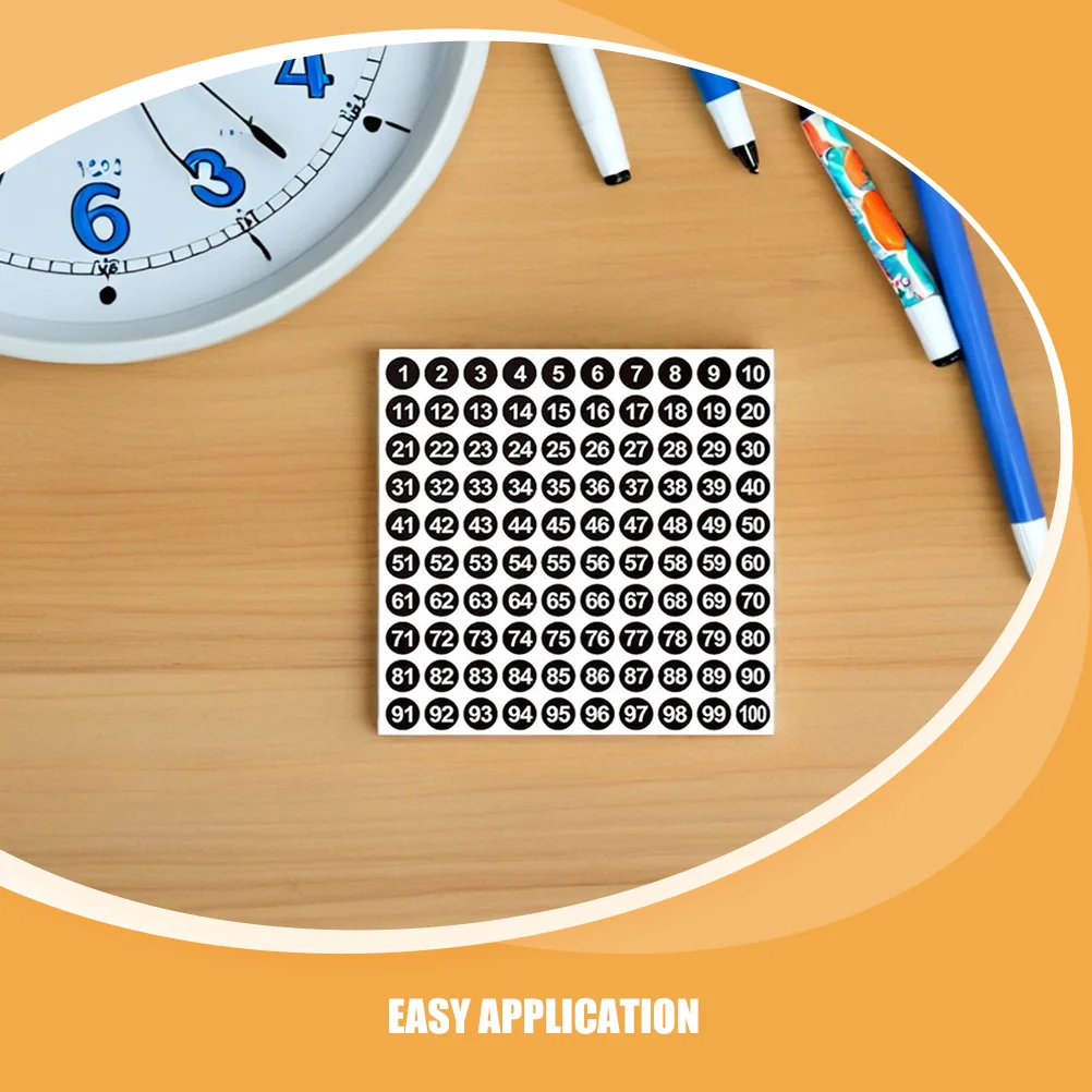 2500 قطعة ملصقات مرقمة ملصقات مستديرة ذاتية اللصق 1-100 علامات أرقام صغيرة ملونة متتالية للمكتب والمدرسة والمنزل