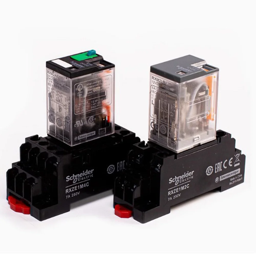 Original Schneider Plug Harmony Mini Zelio Relay Module RXM2LB2BD RXM4LB2BD RXM2AB/RXM4AB2BD RXM2/RXM4LB2P7 24VDC 230VAC Contact