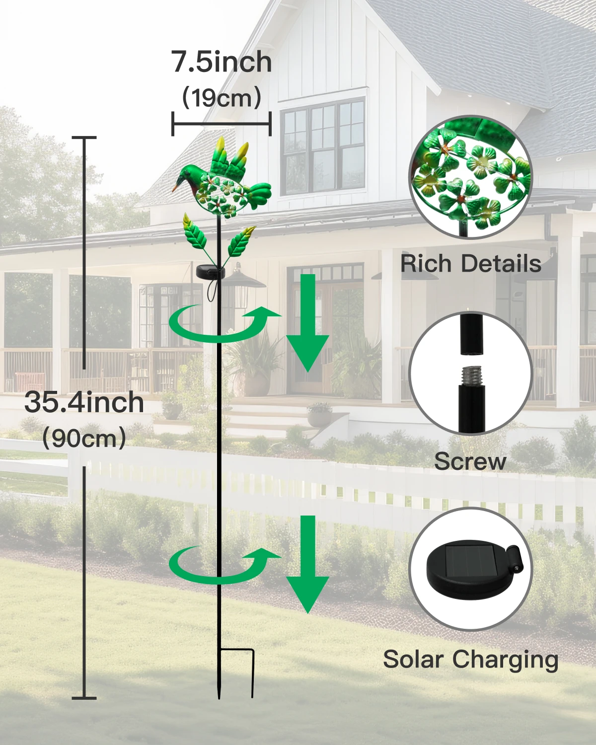 Putuo Decor 1PC Outdoor Solar Garden Lights, Metal Hummmingbird Garden Stake Lights for Outdoor Garden Patio Yard Pathway