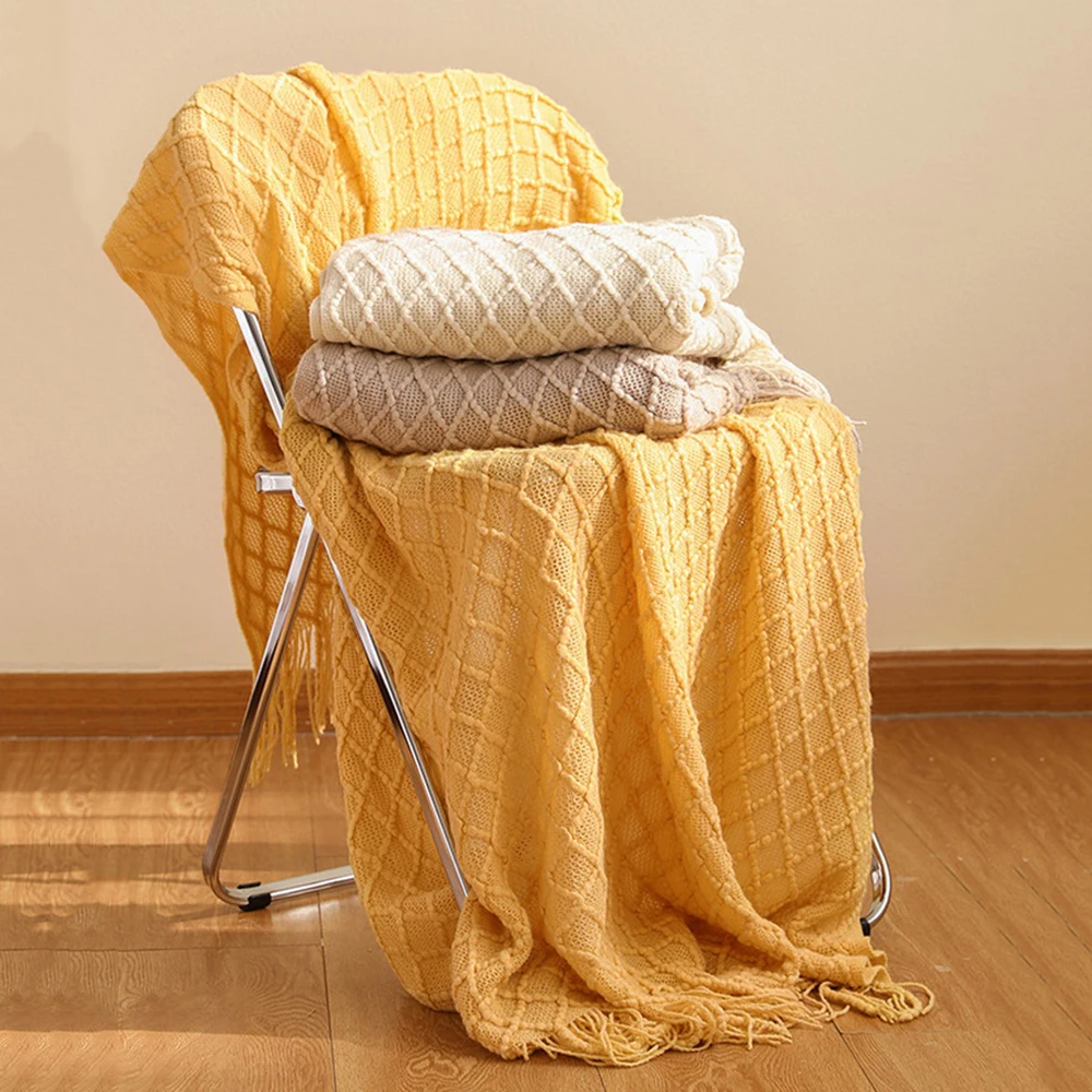 Nordic Faux Cashmere Throw Blanket - Soft Thick Winter Knitted Shawl, Comfortable for Office Nap, Sofa & Homestay Decoration