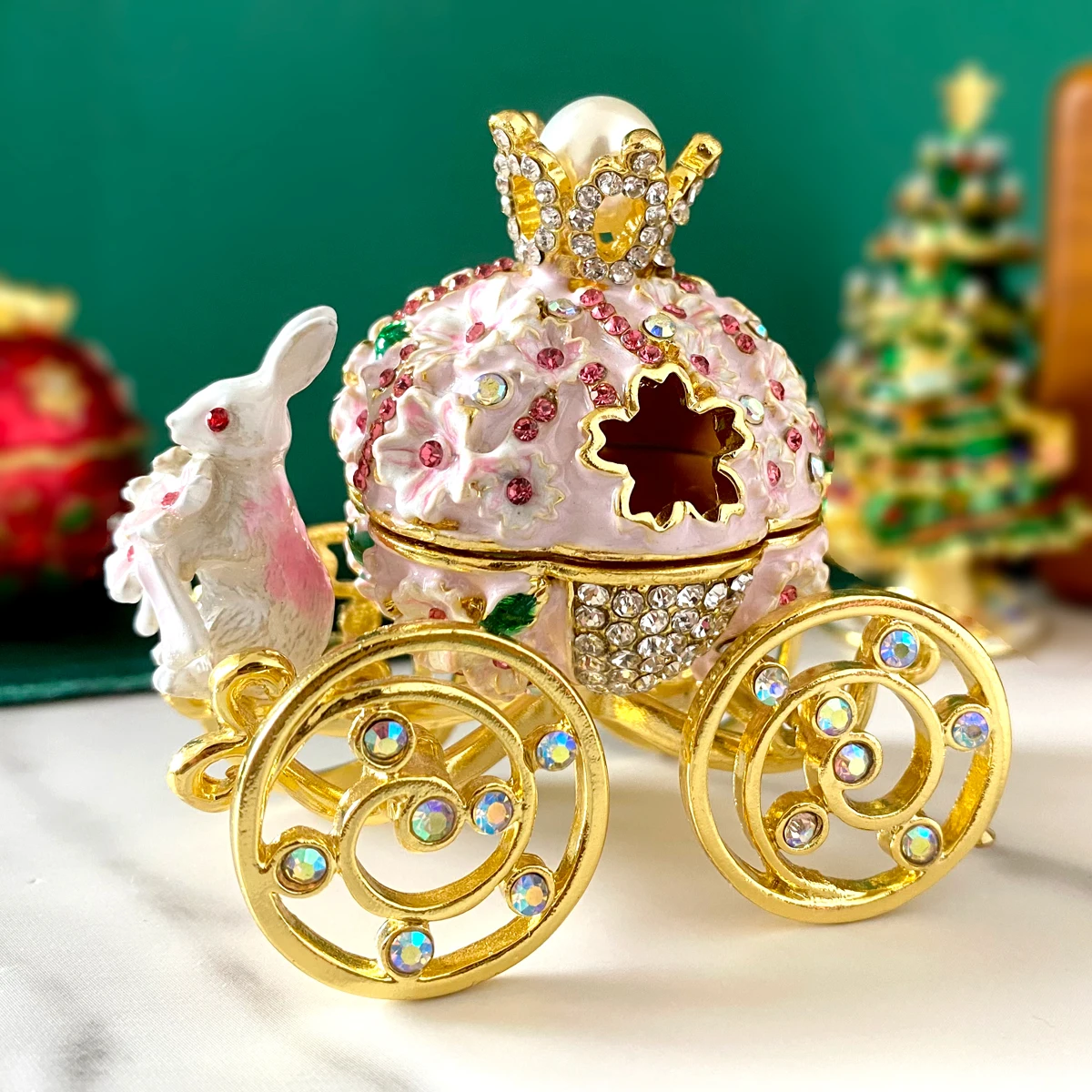 15 Christmas Theme Trinket Box Vintage Metal Crystal Jewelry Storage Case Wedding Ring Holders Home Table Decor Mystery Box Gift