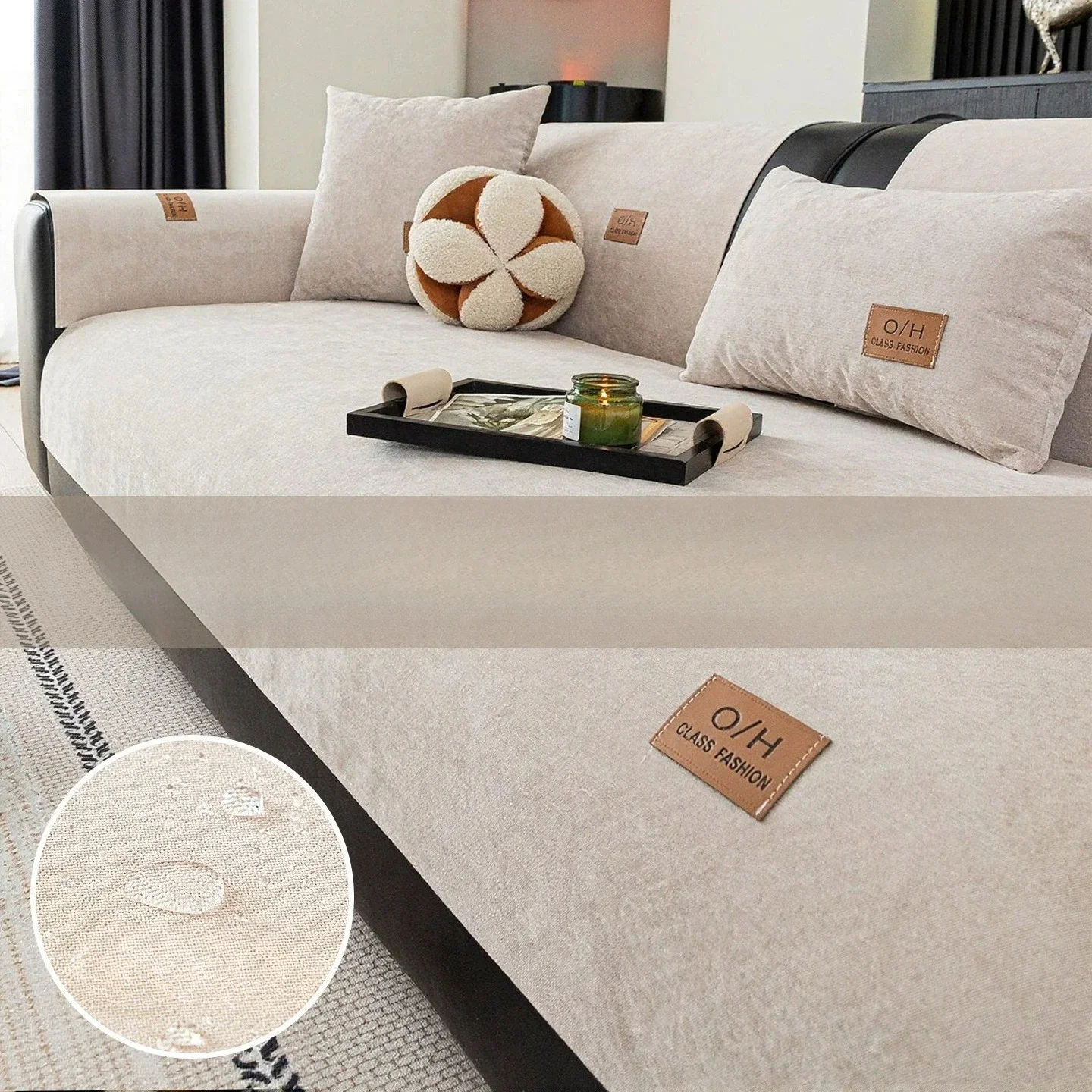 Waterproof Urine Proof Sofa Cover Cushion Anti Slip Silicone High-end Feel Straight Row Sofa Seat Cushion Anti Slip Cover Cloth