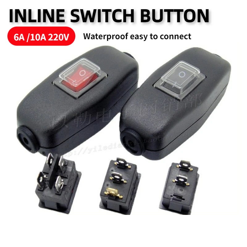 

Uniteelec Waterproof 250V 6A on Off Red Light Inline/Online Red/Black On-Off On-off-on SPDT Rocker Switch