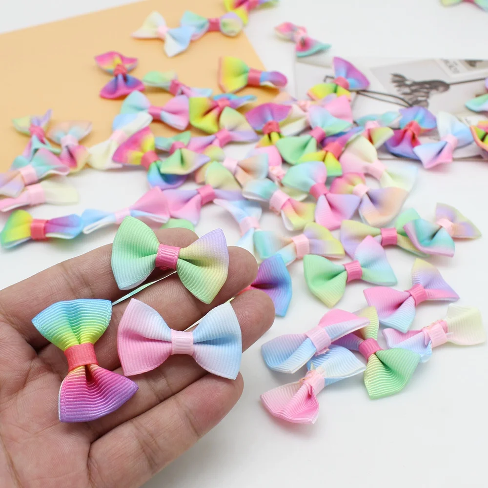 30pcs/lot Macaron bow  DIY Craft Christmas Random Mixed color decoration Bow Tie Decoration 3.5x2.5cm