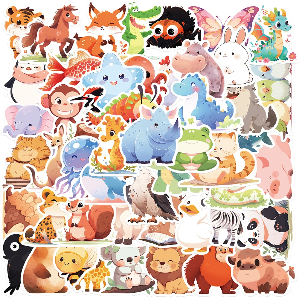 

10/30/50pcs Cartoon Kawaii Illustration Animal Stickers for Scrapbooking Luggage Laptop Wall Kids Graffiti Decal Sticker Toys