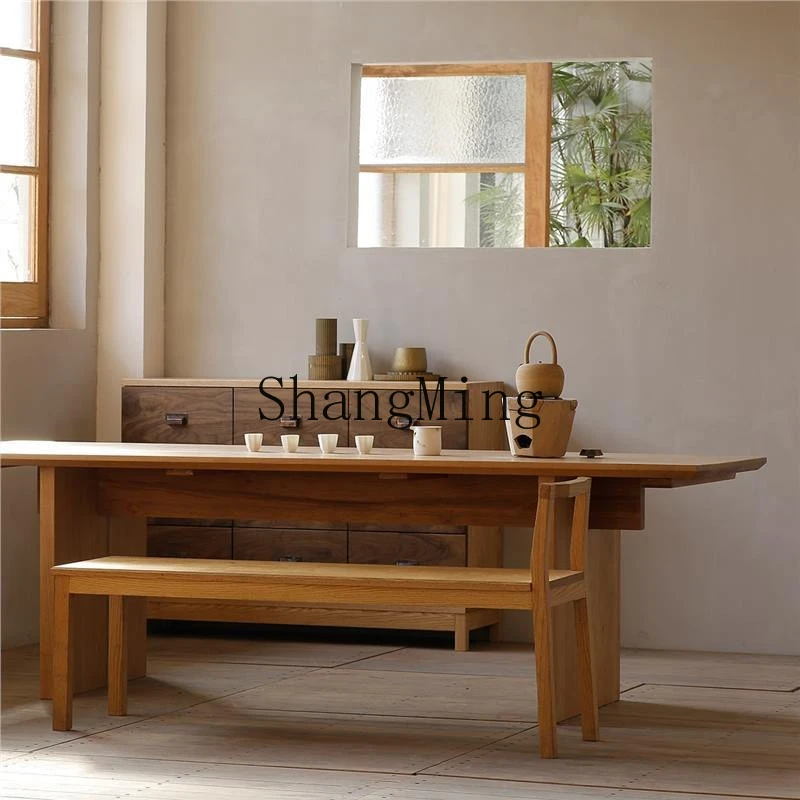 SM household long tea table, new Chinese-style all-solid wood dining table, living room and dining table