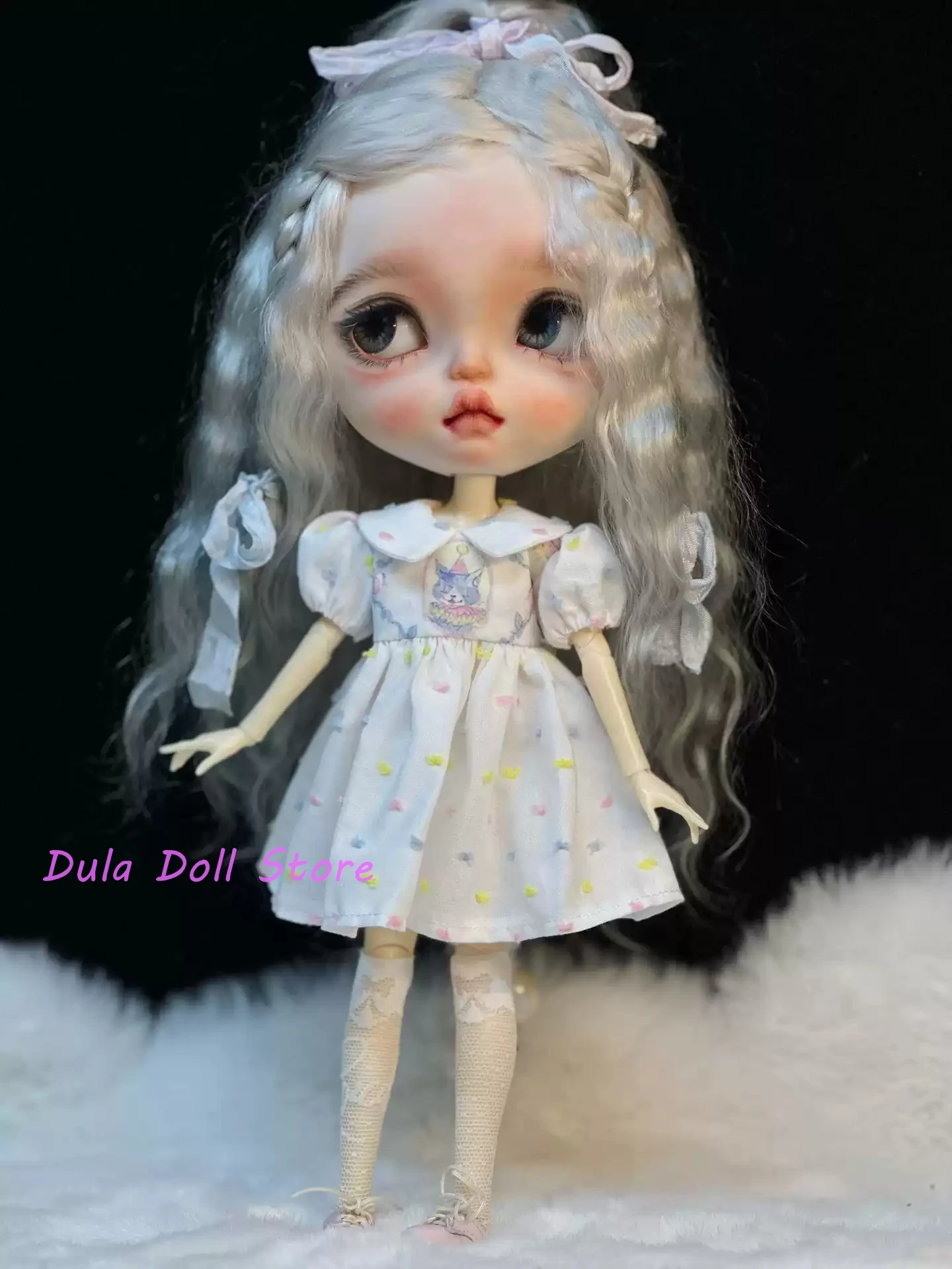 

NEW Dula Doll Clothes Dress Cat cat white dress Blythe ob24 ob22 Azone Licca ICY JerryB 1/6 Doll Accessories