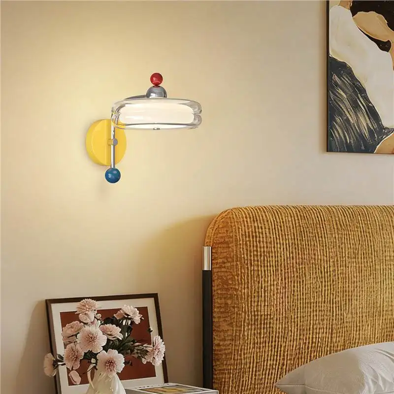 Memphis Minimalist Children's Bedroom Bedside Wall Lamp, Modern Creative Colorful Background Wall Decorative Lamp