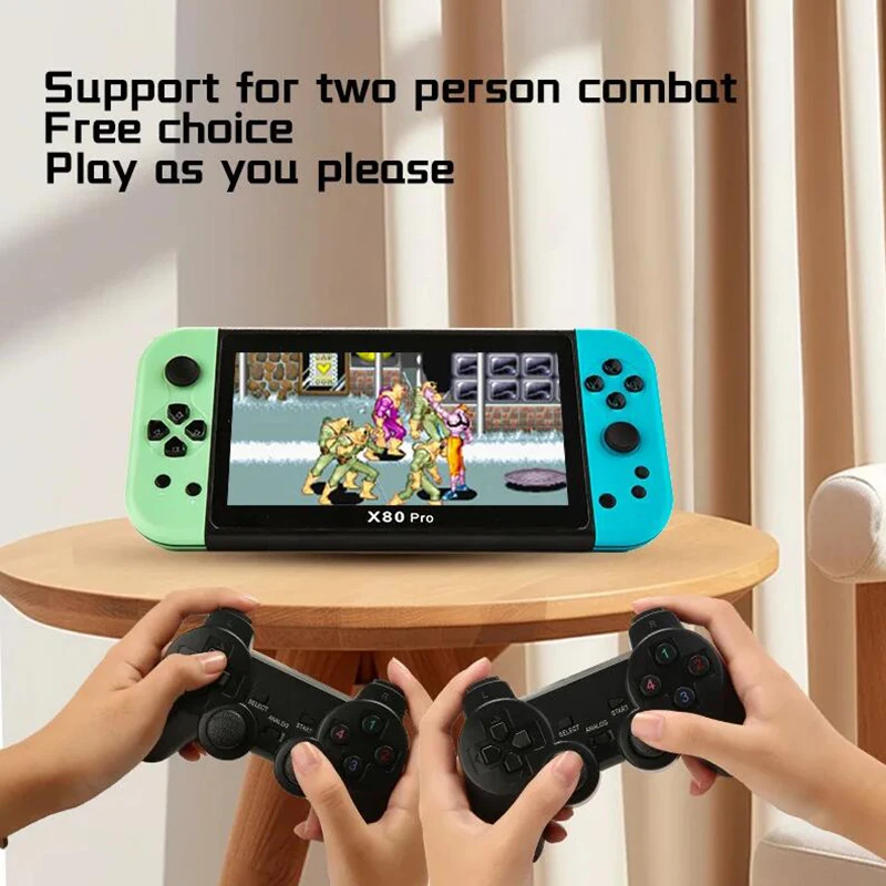 QZT-consola de juegos X80 con pantalla de 7,0 pulgadas, consola portátil con 20000 juegos Retro integrados, salida de TV HD, reproductor de Audio y vídeo