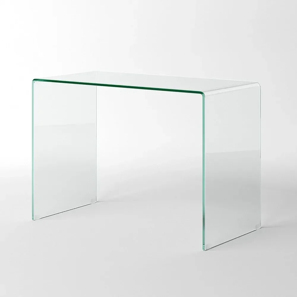 Bent Glass Computer Desk Rectangular Shaped PC Laptop Workstation Table