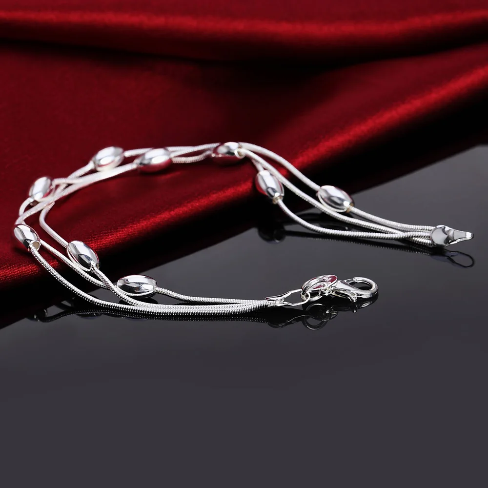 

Hot High Quality 925 Sterling Silver Beautiful Tassel Beads Bracelet Fine Luxury Jewelry Fashion Wedding Party Gifts