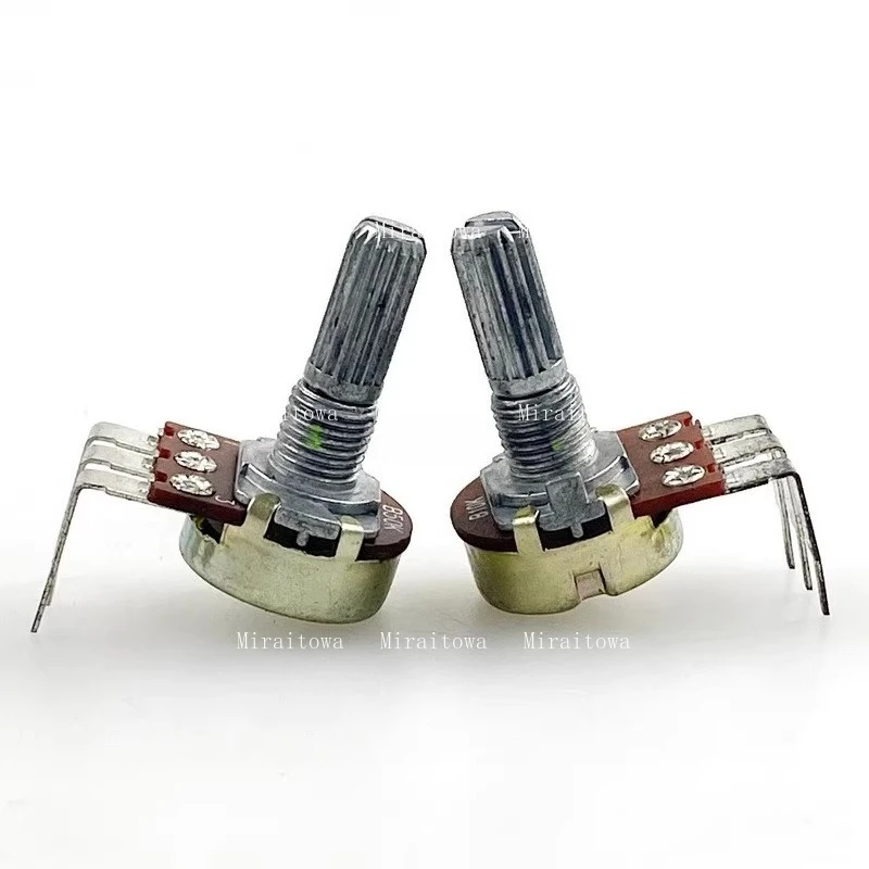 10 Uds R16 tipo B10K B50K potenciómetro de 3 terminales de una sola banda patas largas dobladas verticales amplificador de efectos de guitarra altavoz