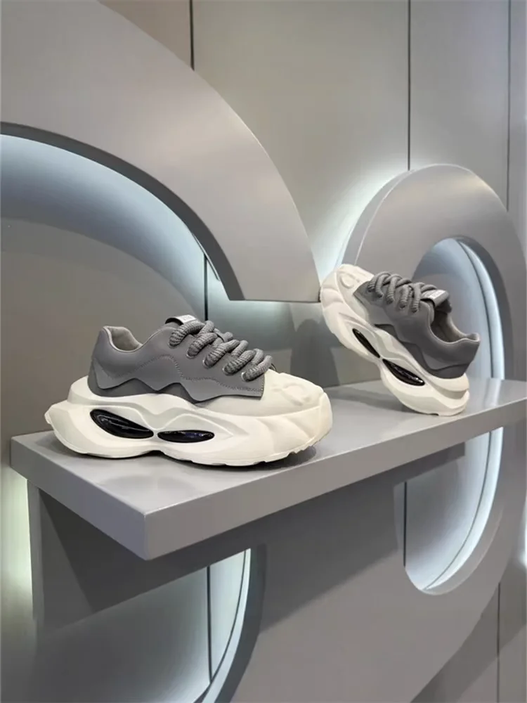 Men's Sporty Casual Shoes 2026 New Autumn Fashionable All-Match Comfortable Air-Cushioned Heightening Dad Shoes Rubber Outsole