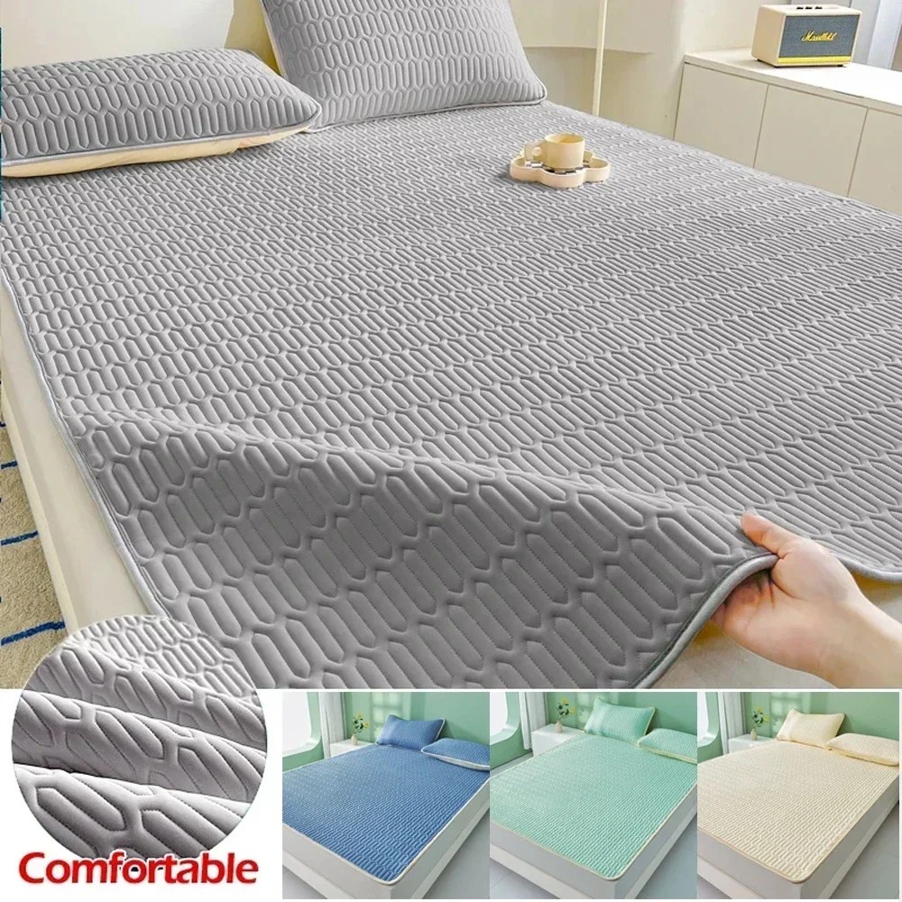 

1PC Cool Feeling Ice Fabric Mattress Cover Summer Cool Pad Mat Quilted Protector Bedding for Bedding Home Colchas Para Cama 매트리스