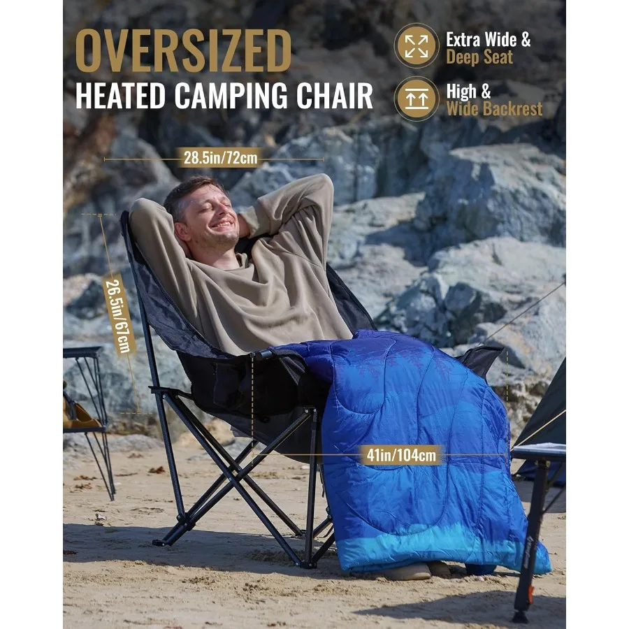 كرسي تخييم XL كبير الحجم ساخن عالي التحمل 500 رطل أريكة قابلة للطي للبالغين مبطن مقعد أريكة مريح كبير 3 مستويات حرارية ث #5