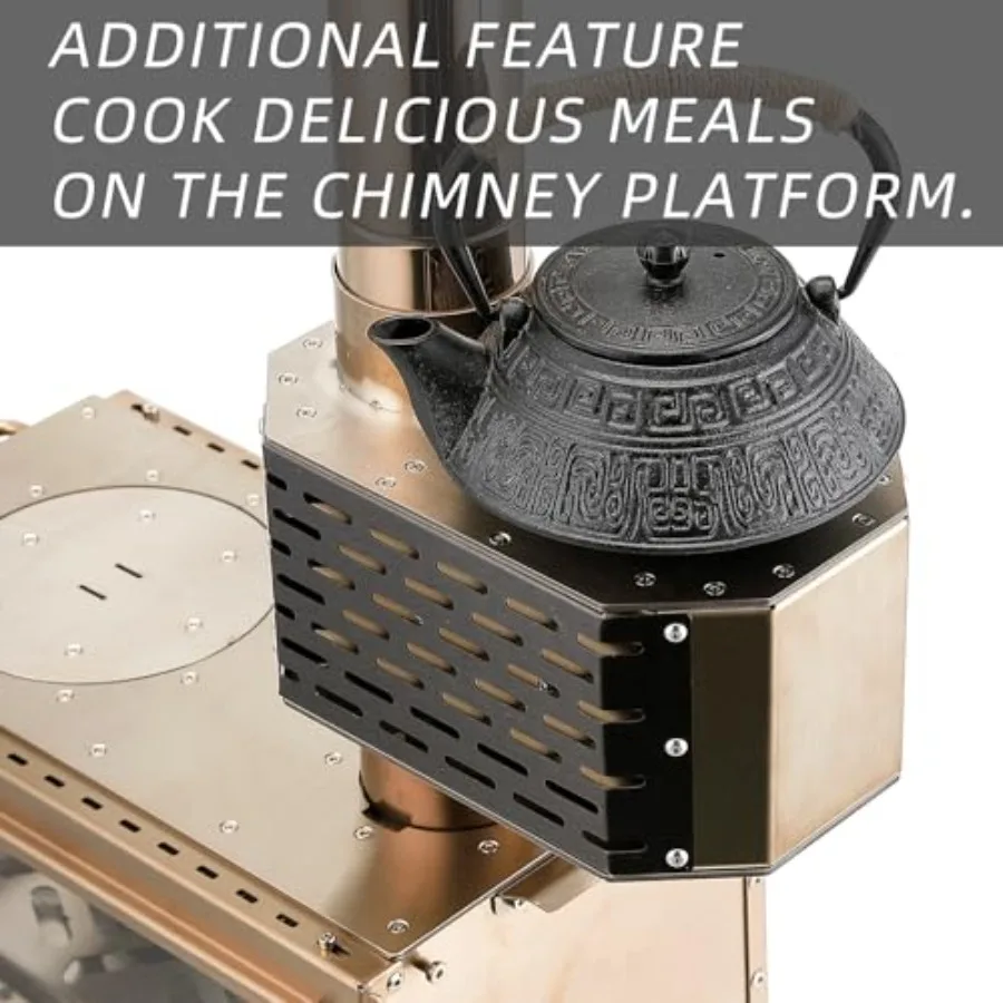 رحلة برية في الهواء الطلق موقد حرق الأخشاب فرن المحمولة مع أنبوب مدخنة للطبخ التخييم خيمة التنزه الصيد الظهر Ide #5