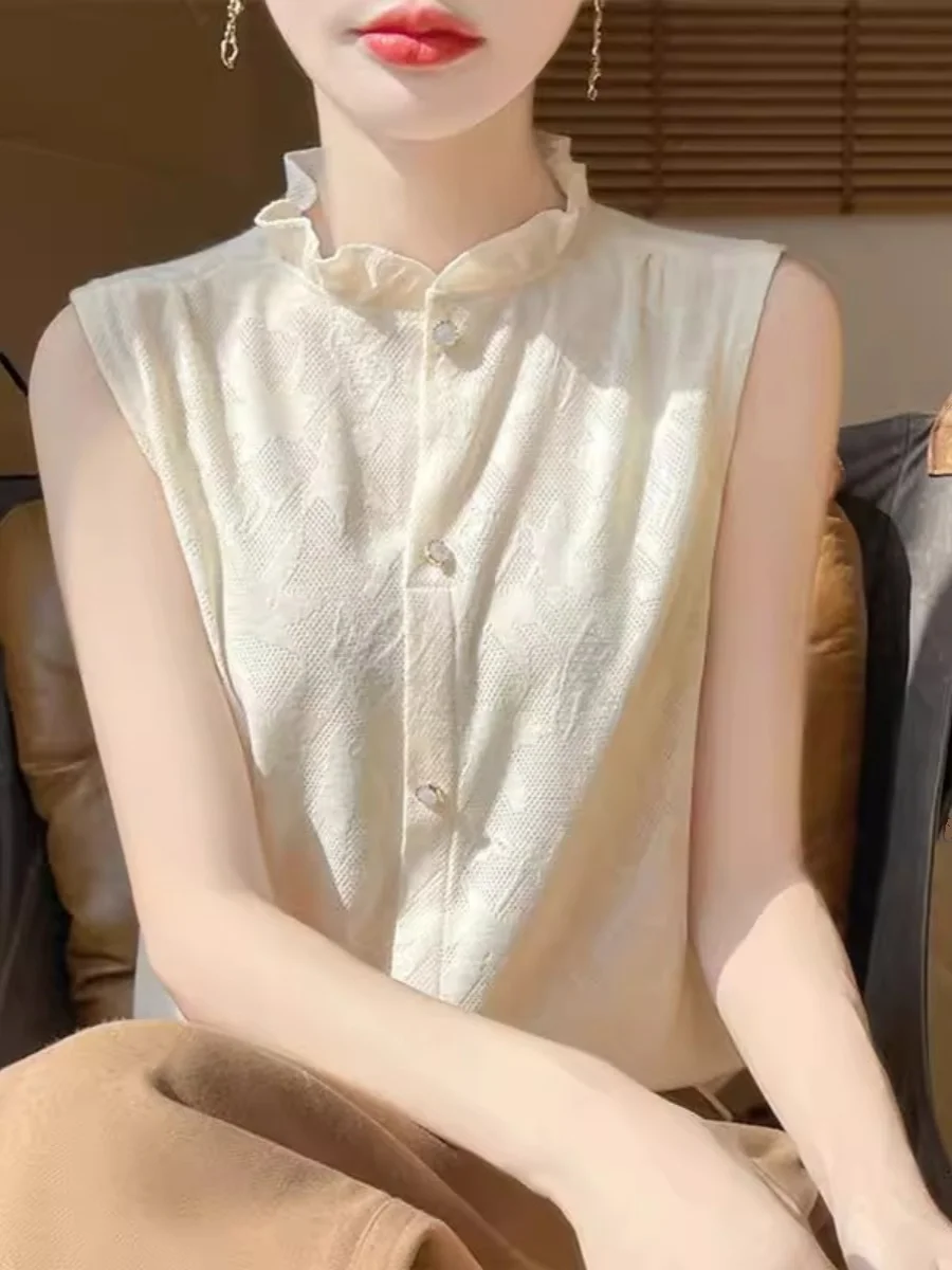 

Spring 2026 Women's Knitted Lace Collar Svel Vest Top Commute Sle Regular Fit Long Sve Buttoned Base irt