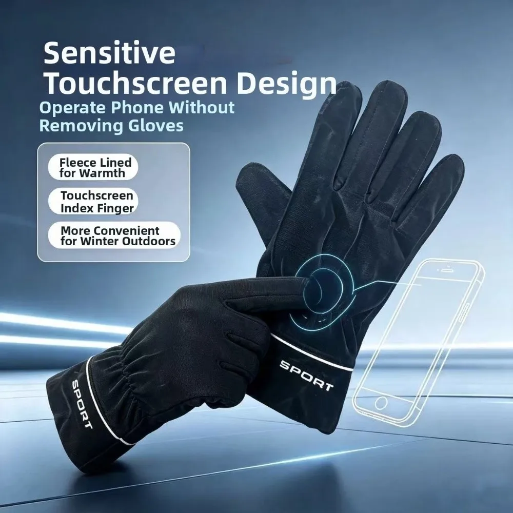 Fashion Double-Layer Winter Thermal Gloves Thick Warm Waterproof Touch Screen Gloves Windproof Non-Slip Ski Gloves Men Women