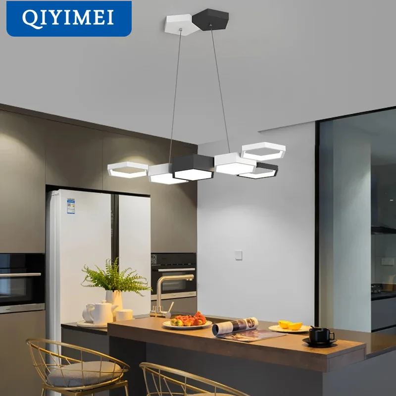 Черно-белая цветная лампа, современные светодиодные подвесные светильники для столовой, гостиной, кухни, Подвесная лампа для искусственных элементов, крепление
