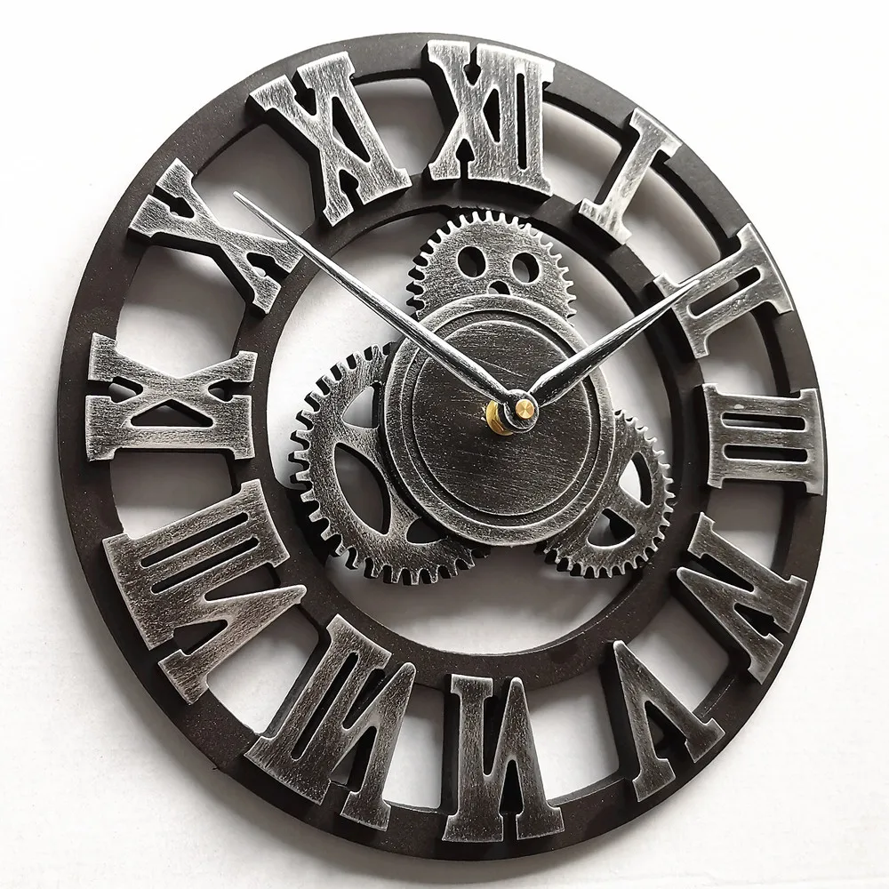 

1pc 34Cm Industrial Gear Wall Clock Chic Hanging Clock Creative Retro Wall Hanging For Bedroom Living Room Kitchen