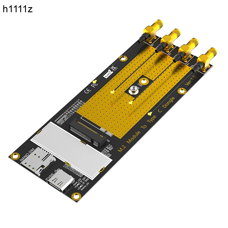 

M2 B Key 3G/4G/5G Module to Type C Network Adapter with USB3.0 Cable NANO SIM Slot 4 Antenna Support RM500Q RM500U GM800 SIM8200